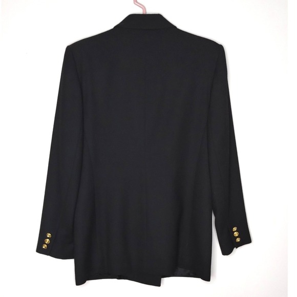 Talbots Black Double Breasted Wool Blazer size 8 Gold Buttons - Picture 2 of 9